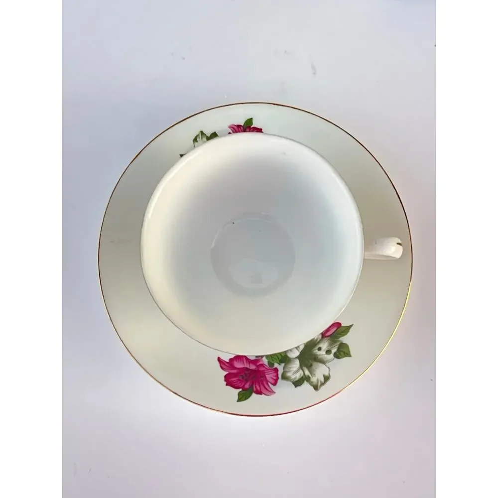 Vintage Floral Tea Cup And Saucer Made in China